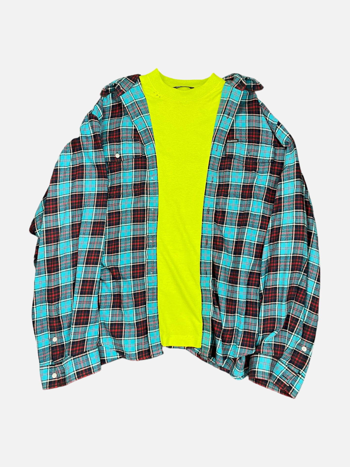 Balenciaga Trompe L’œil Blue Checked Flannel Shirt