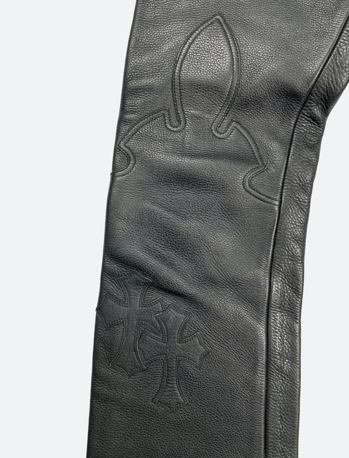 Chrome Hearts Leather Cross Patch Pants