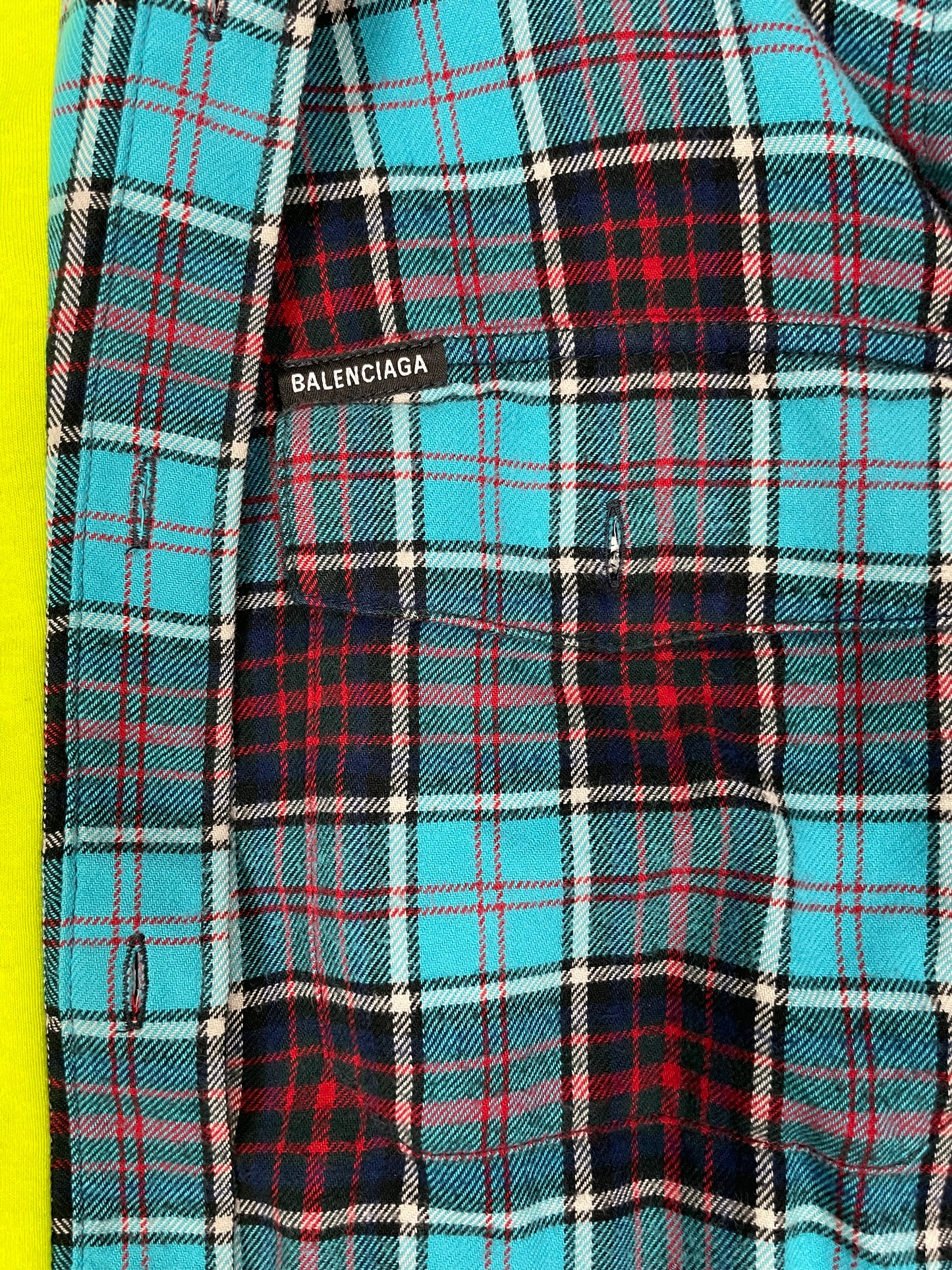 Balenciaga Trompe L’œil Blue Checked Flannel Shirt