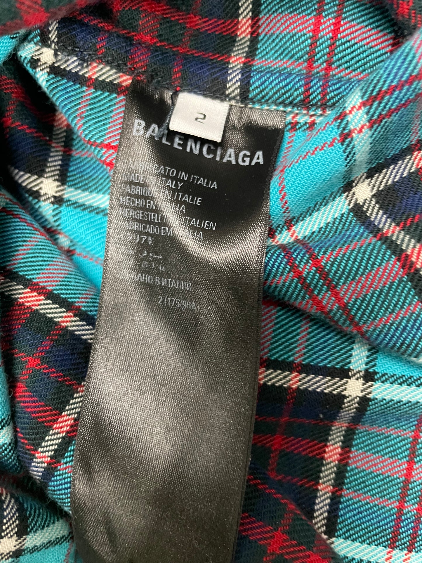 Balenciaga Trompe L’œil Blue Checked Flannel Shirt