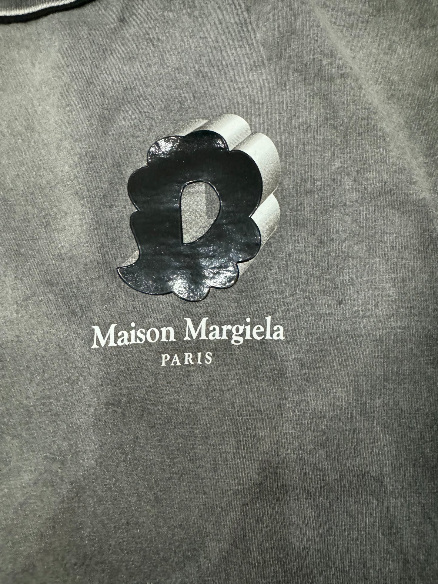 Madison Margiela Faded Wash Black Logo T Shirt