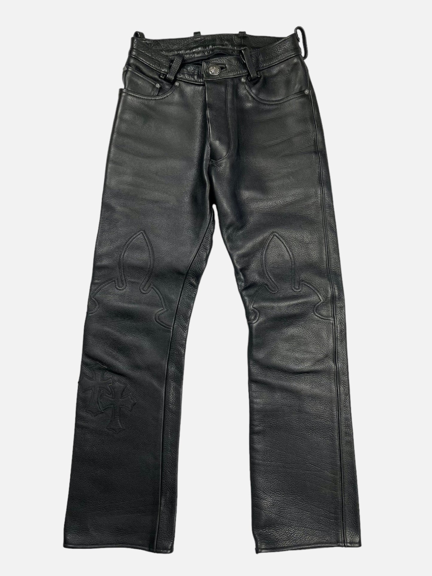 Chrome Hearts Leather Cross Patch Pants