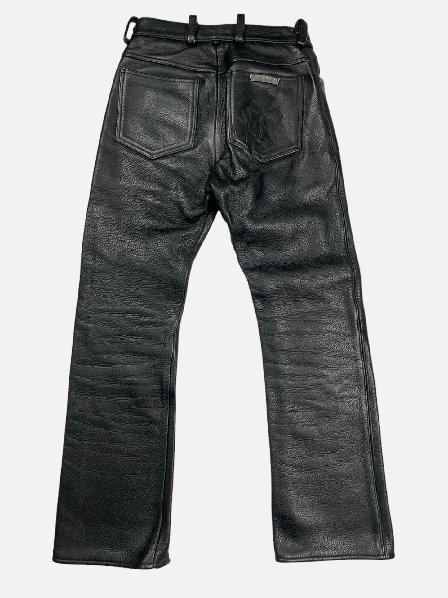 Chrome Hearts Leather Cross Patch Pants