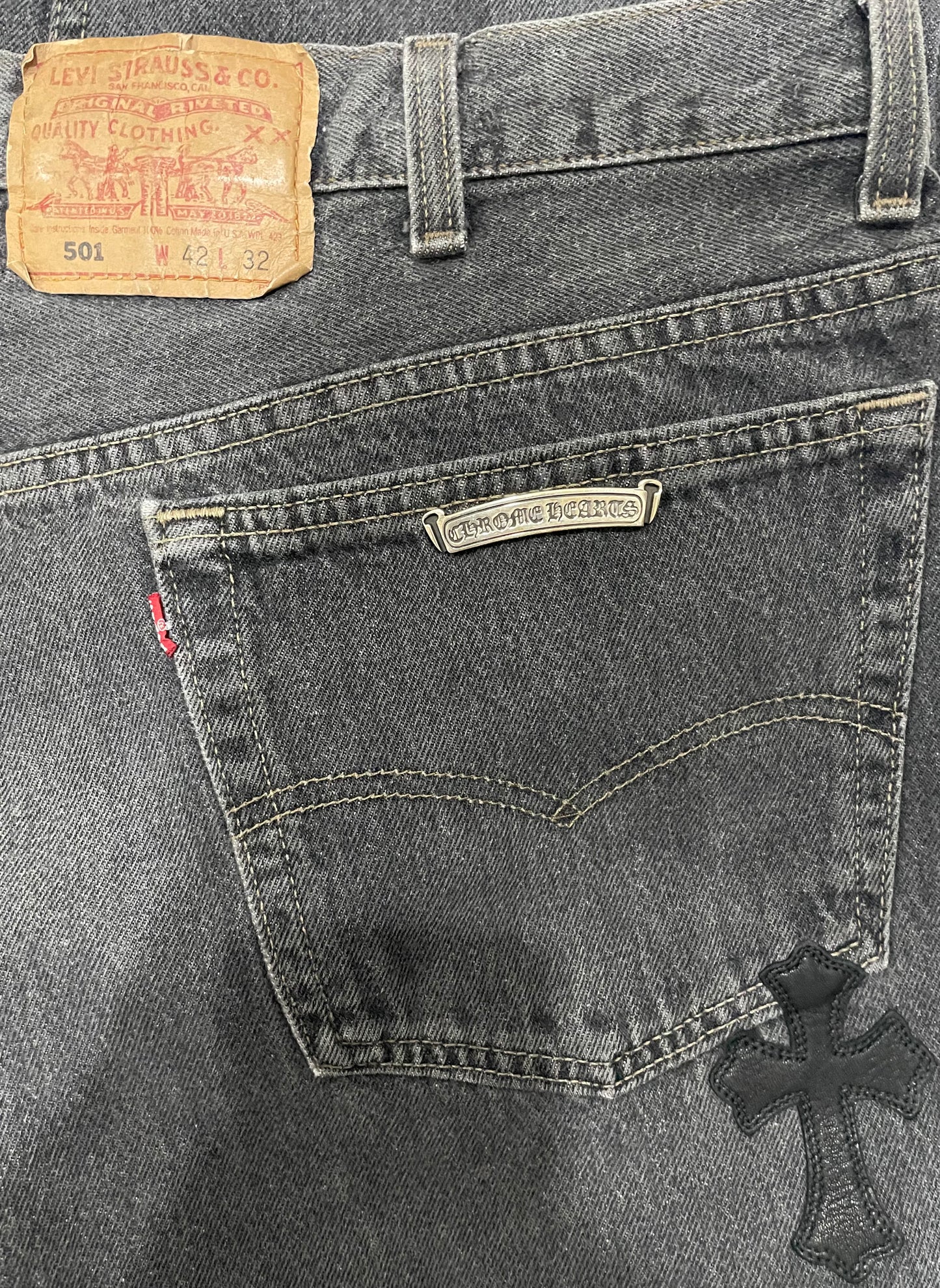 Chrome Hearts Black Cross Patchwork Denim