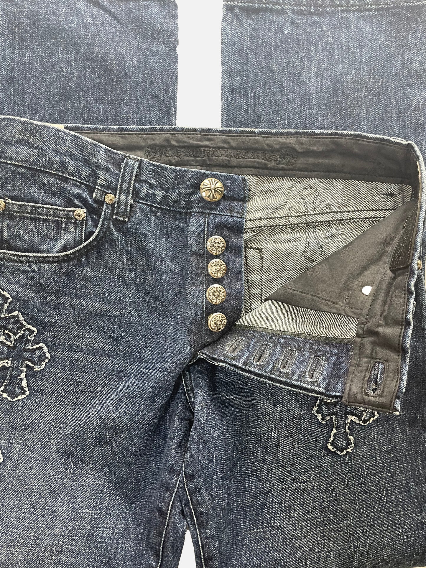 Chrome Hearts Denim Patchwork Cross Jeans